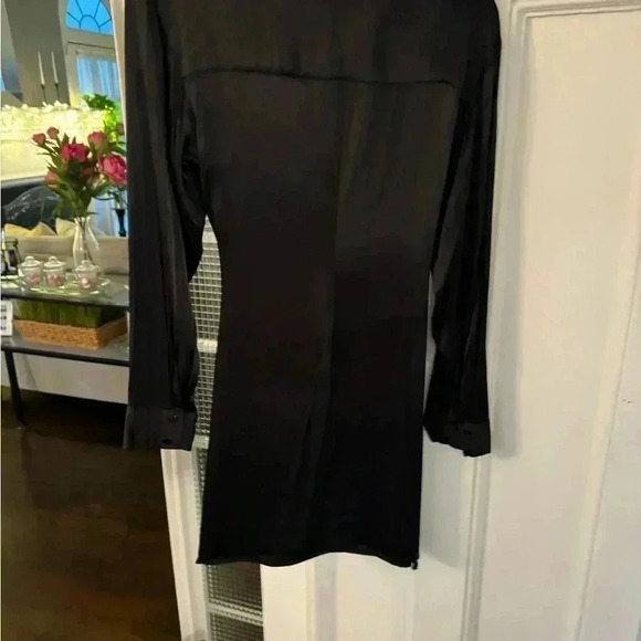 Zara black mini button front collared dress. Black long sleeve Sz XS - Picture 4 of 12